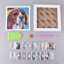 Diamantové malování obrázek - pes s rámečkem