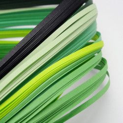 Papírové proužky na quilling 5 mm - mix zelená (120 proužků/6 barev)