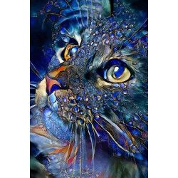 Diamantové malování – modrá kočka  - 1