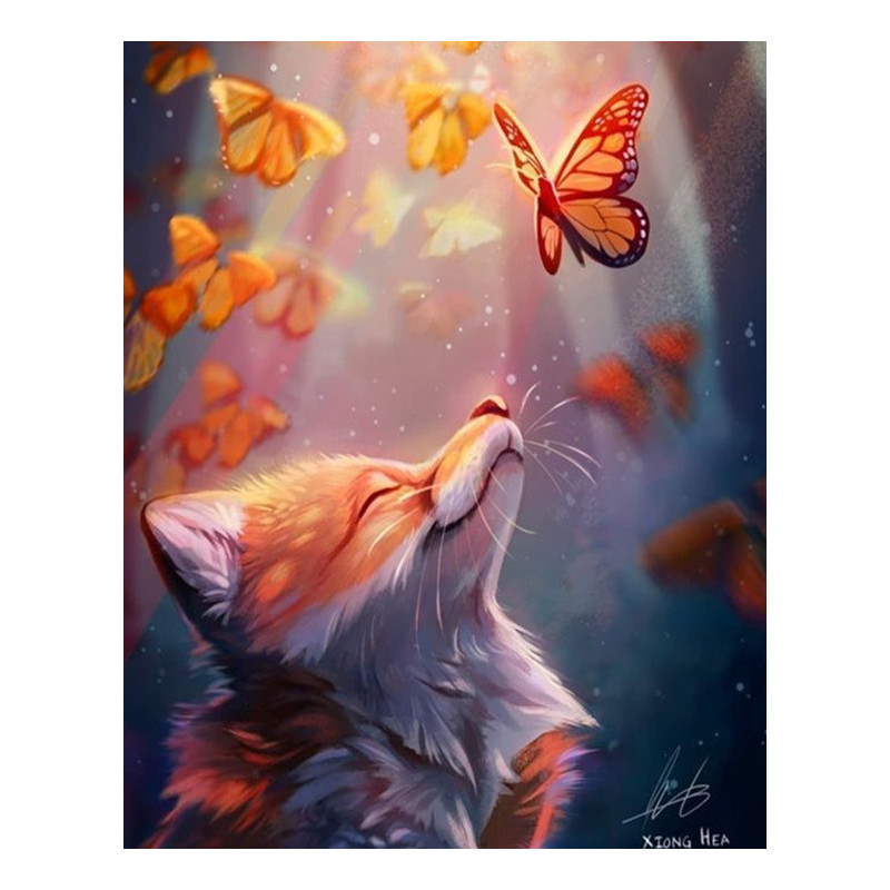 Diamantové malování – obrázek – liška s motýlky - 2